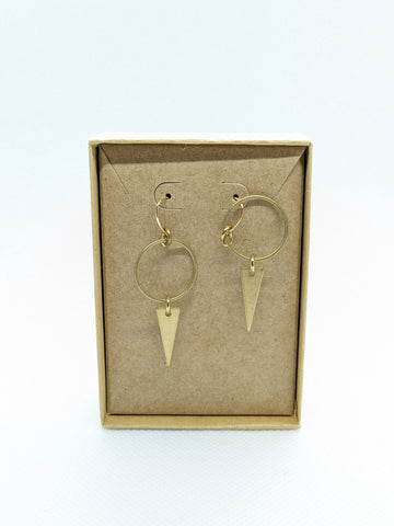 Brass Circle and Triangle Earrings