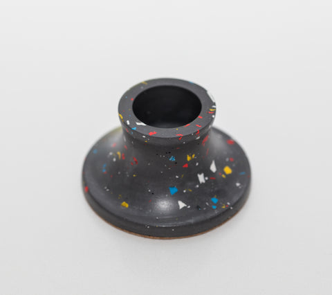 Terrazo Candleholder - Small - Black with coloured specks