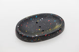 Terrazo Soap Dish - Black with multicoloured specks