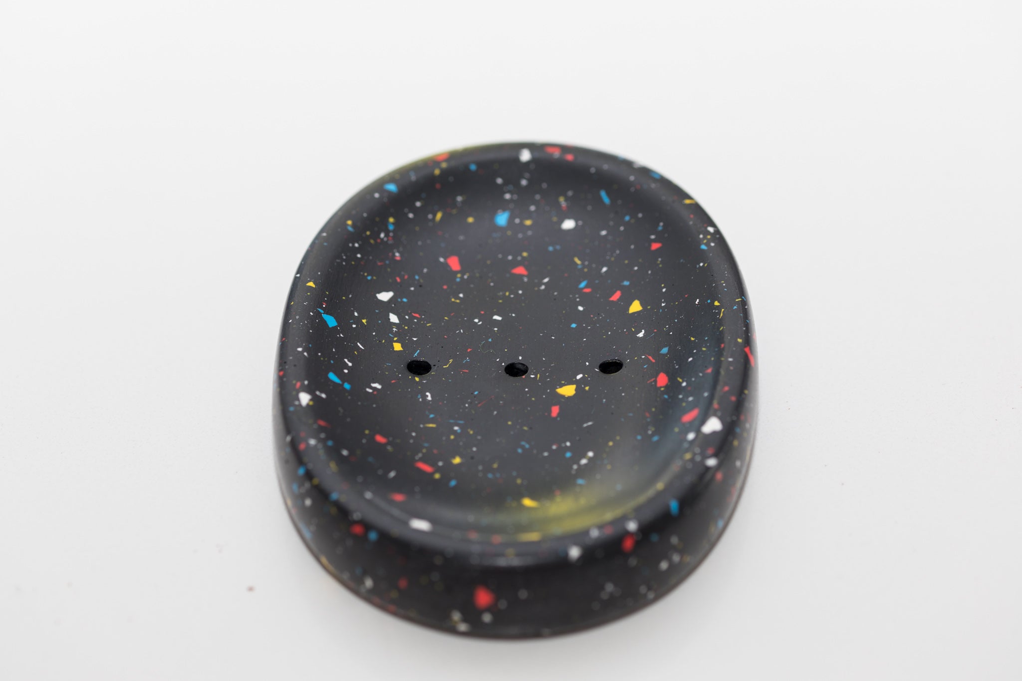 Terrazo Soap Dish - Black with multicoloured specks