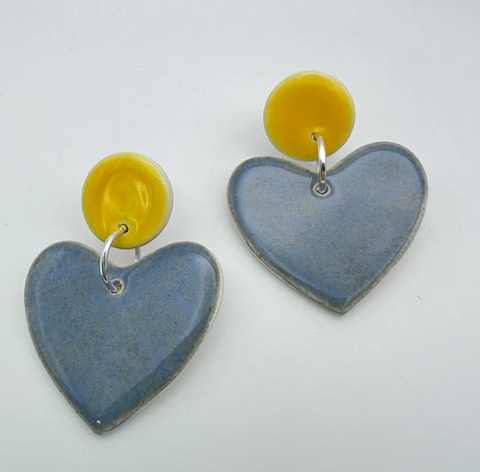 Cré Sweetheart Drop Earring - Midnight Blue & Canary Yellow
