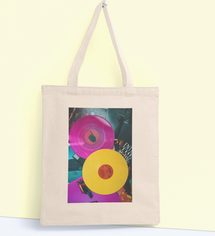 Retro Print Vinyl Tote Reusable Bag