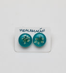 Mealbhacán - Small Round Studs - Blue Green Resin