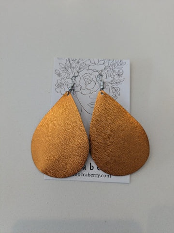 Leather Earrings - Metallic Orange