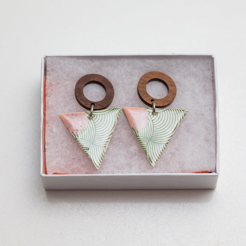 Triangular Drop - Pink, Green & White