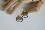 Textured Gold Disc & Black Circle Earrings | Monad