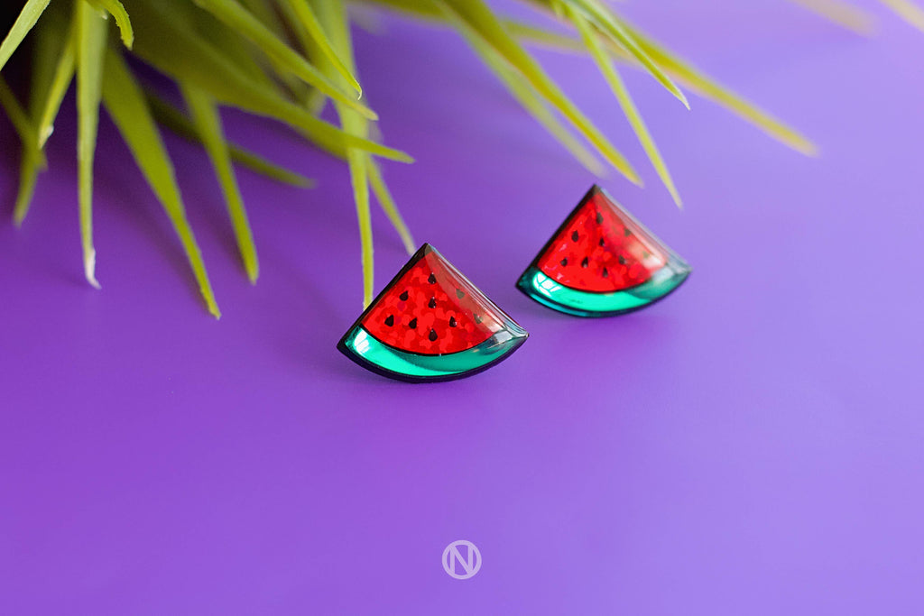 Watermelon Stud Earrings - Handmade to Order