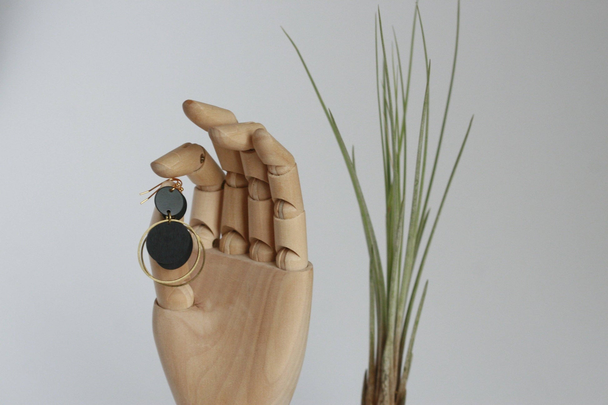 Black Statement Earrings | Brass