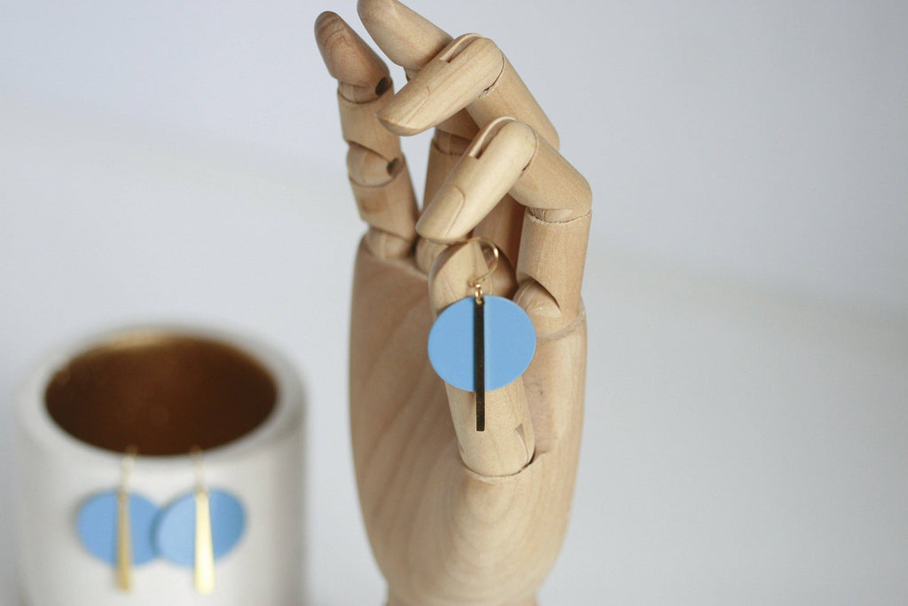 Sky Blue & Gold Statement Earrings | Kaiko Studio