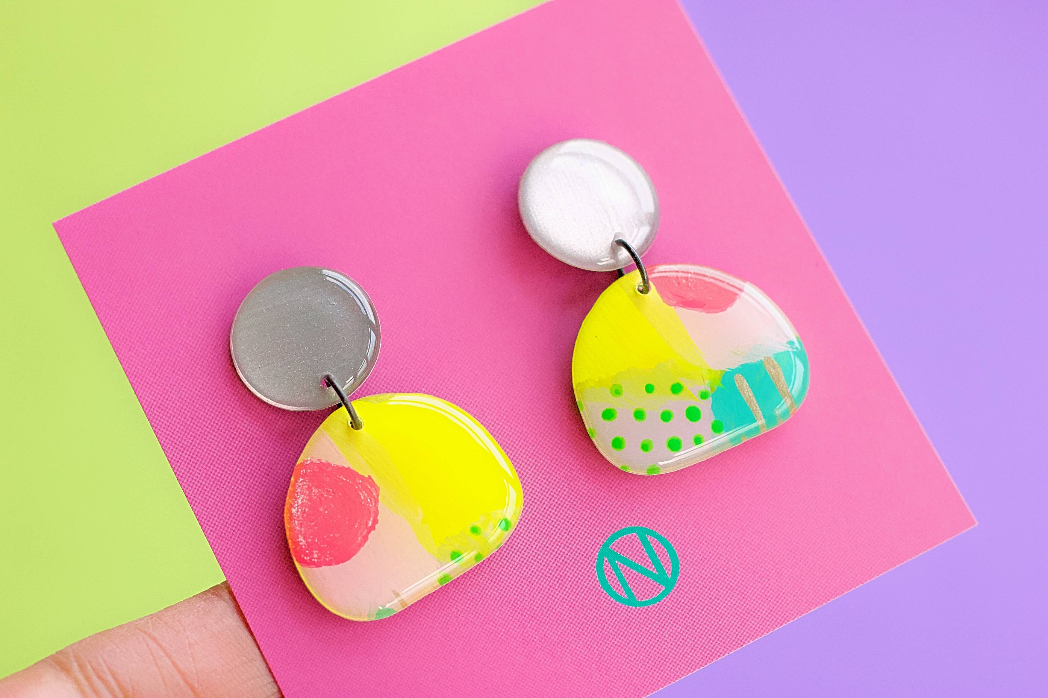 Polka Abstract Statement Earrings - Handmade to Order