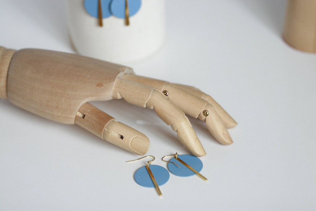 Sky Blue & Gold Statement Earrings | Kaiko Studio