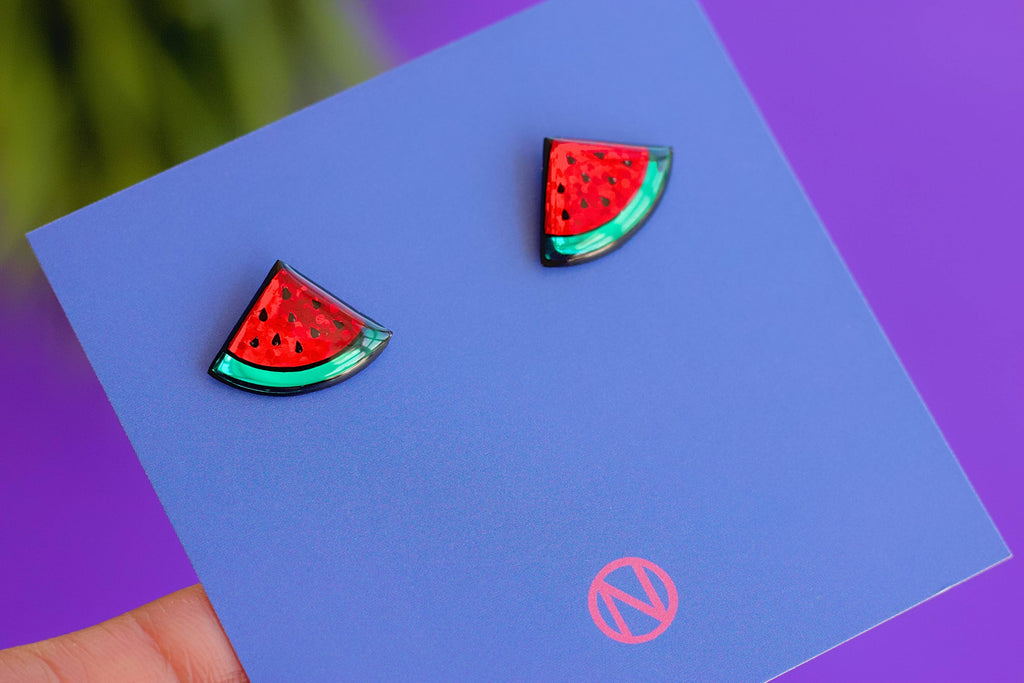 Watermelon Stud Earrings - Handmade to Order