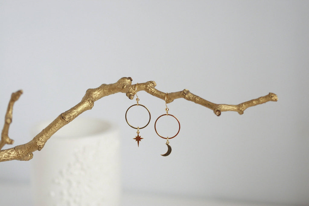 Moon & North Star Earrings | Celestial