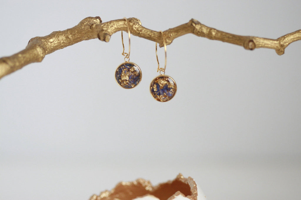 Cornflower Petal Confetti Earrings | Blue