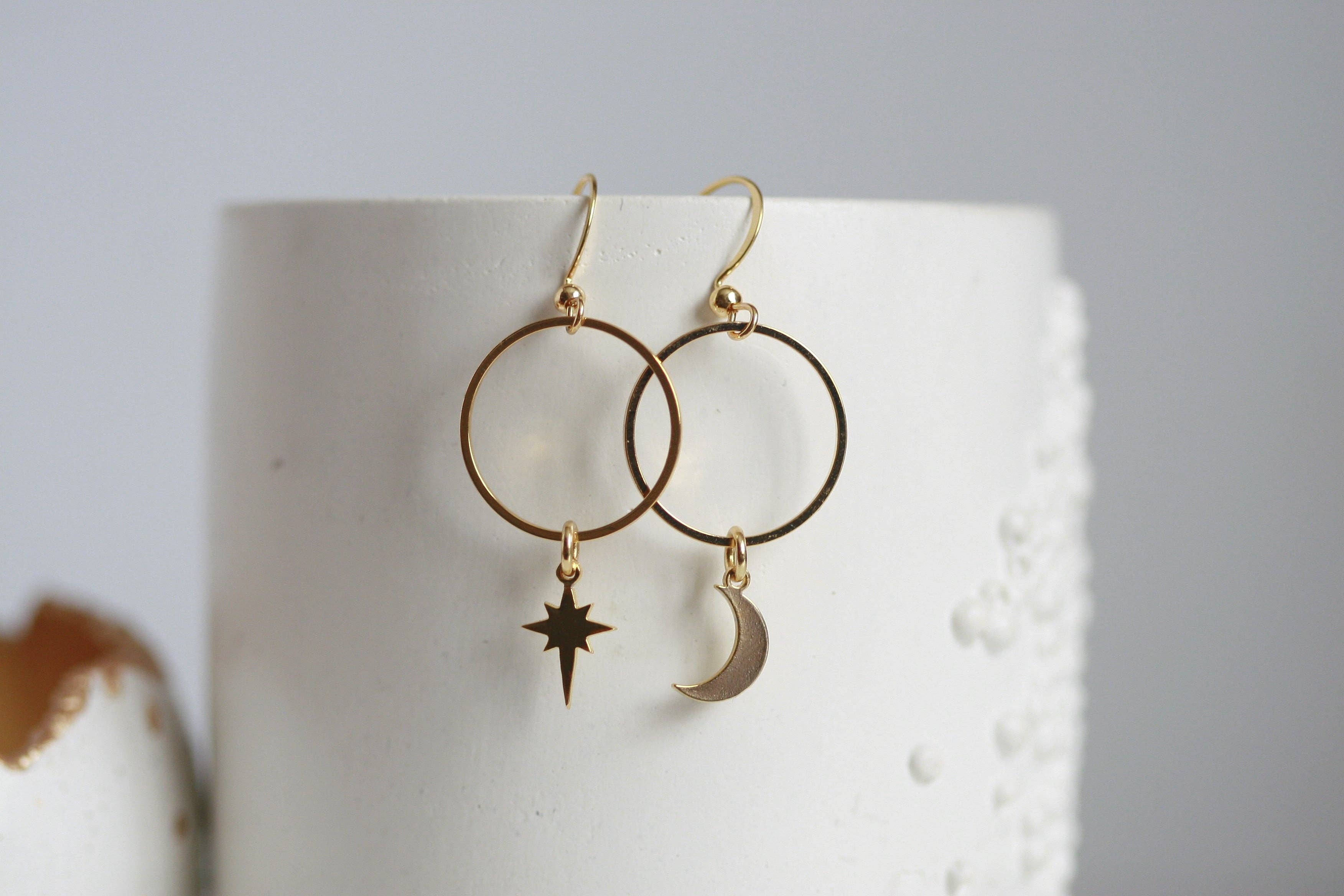 Moon & North Star Earrings | Celestial