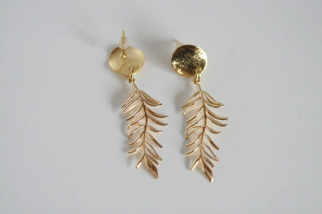 Long Leaf Studs | Tropical Earrings
