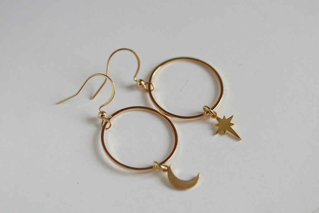 Moon & North Star Earrings | Celestial