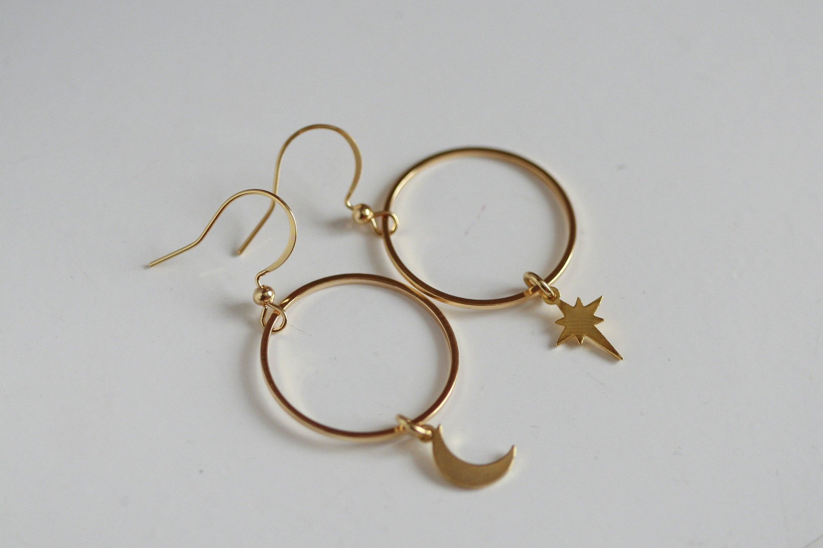 Moon & North Star Earrings | Celestial