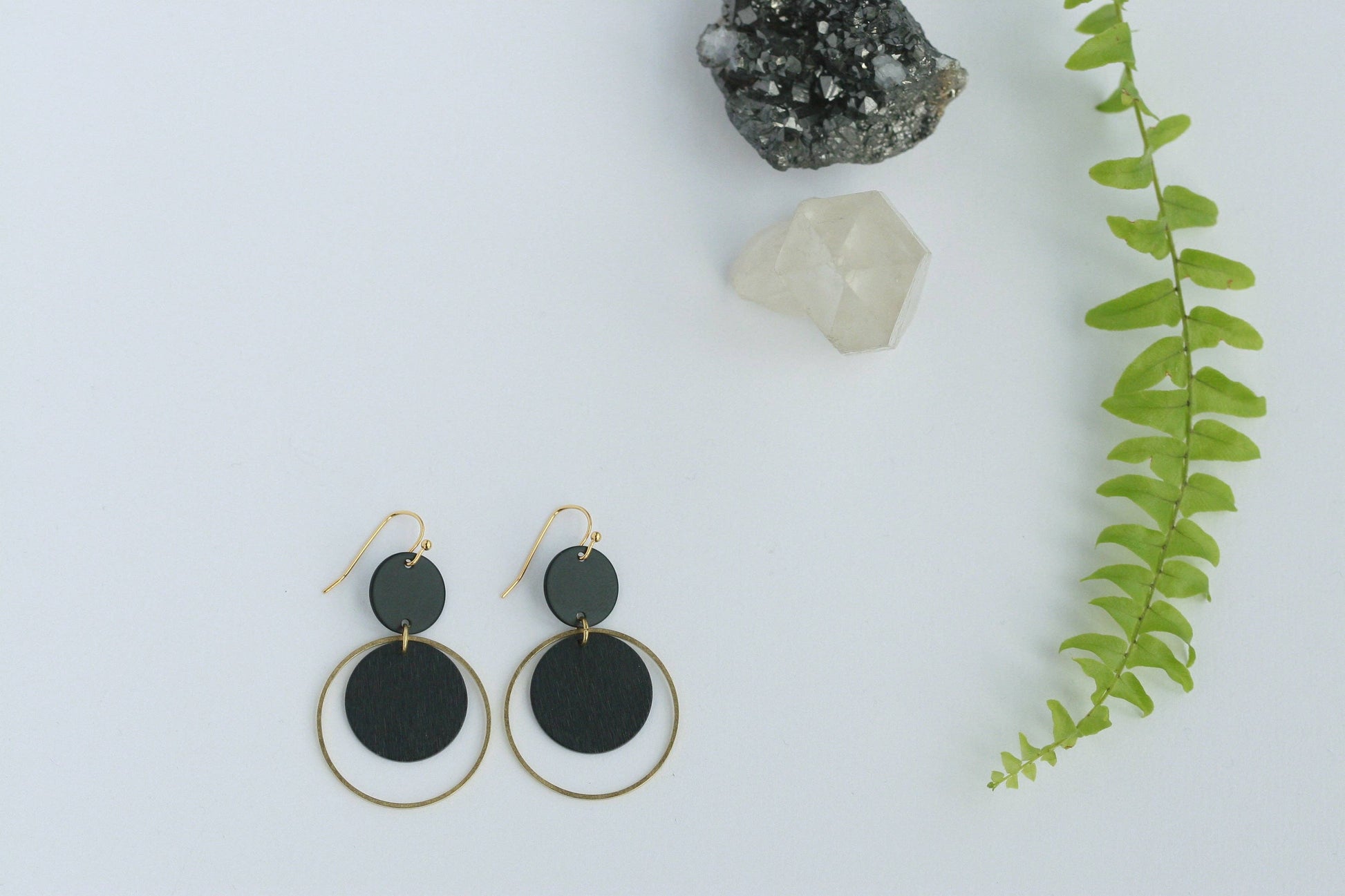 Black Statement Earrings | Brass