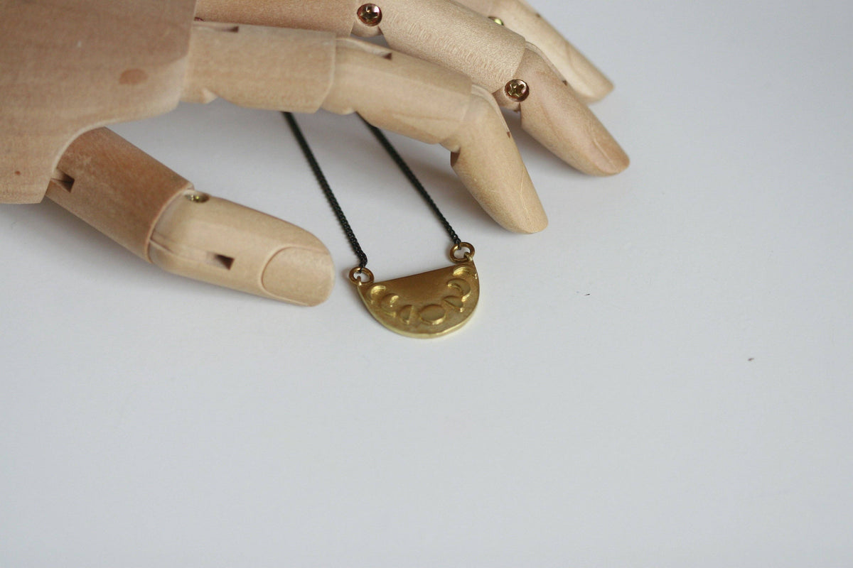Brass Moon Phase Necklace | Celestial | Kaiko Studio