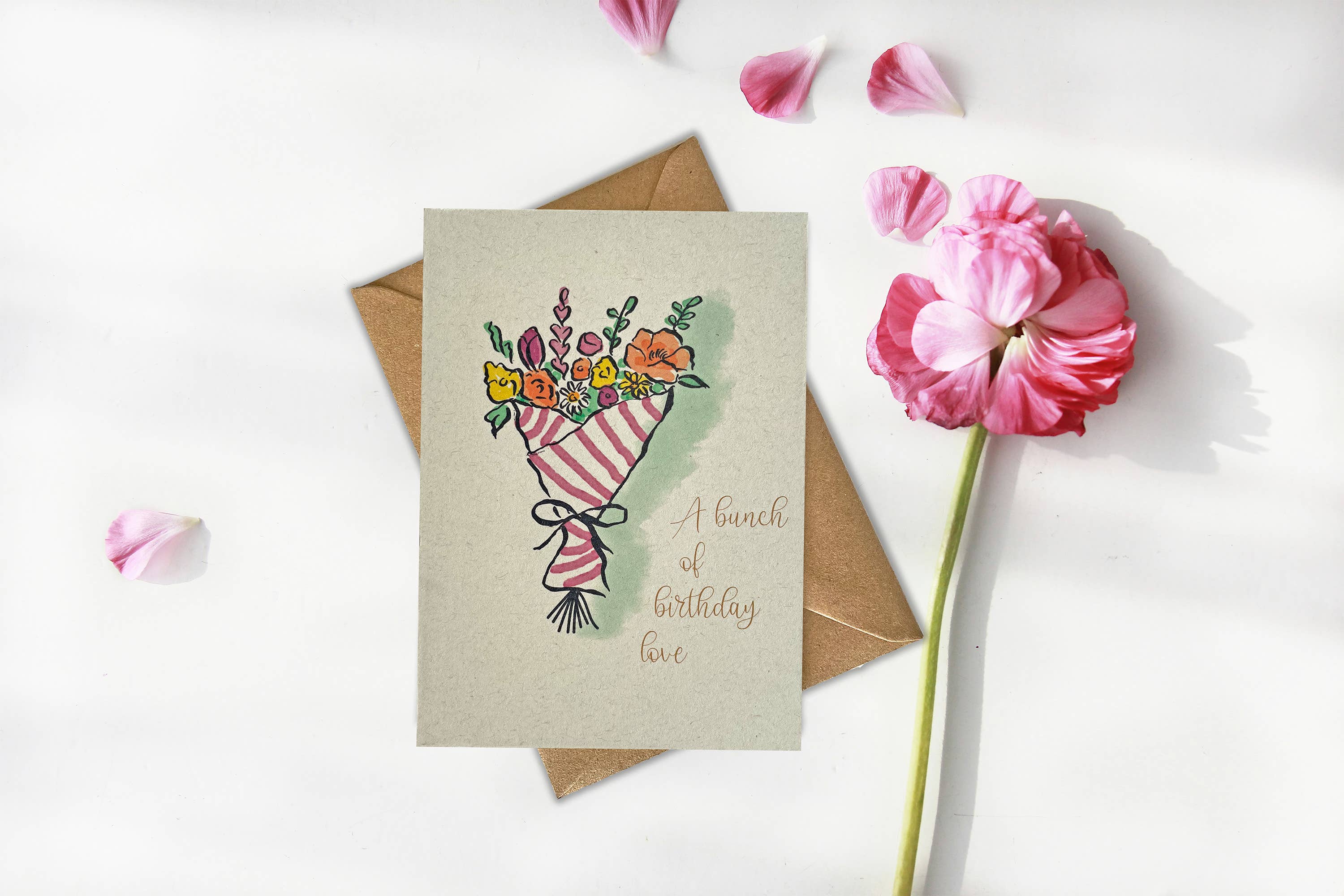 Birthday card, bunch of flowers