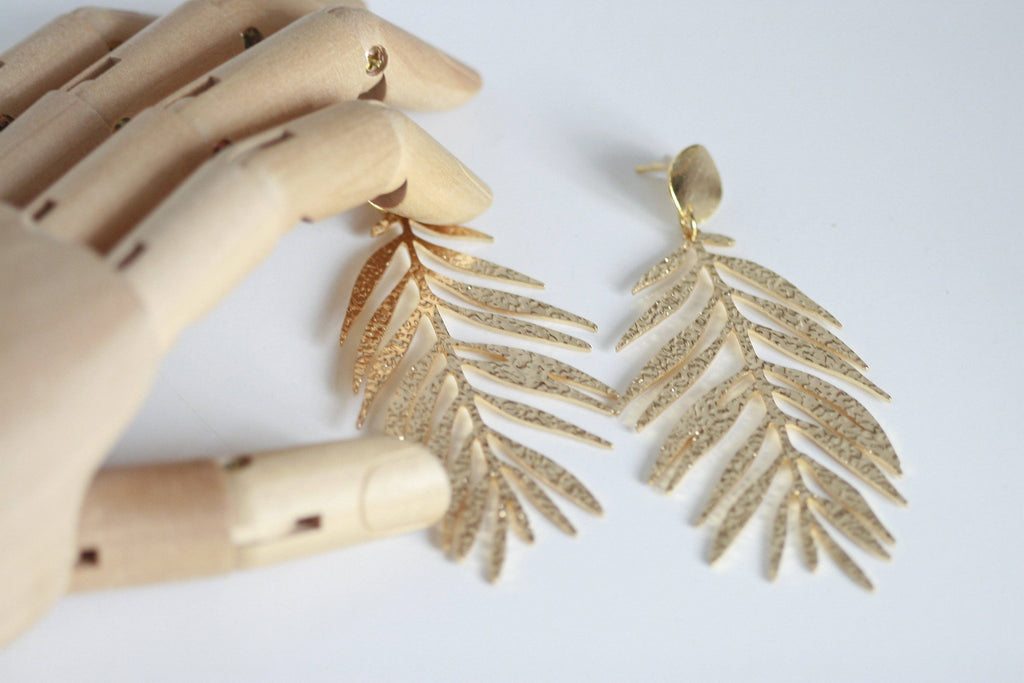 Large Textured Leaf Studs | Tropical Earrings | Kaiko Studio