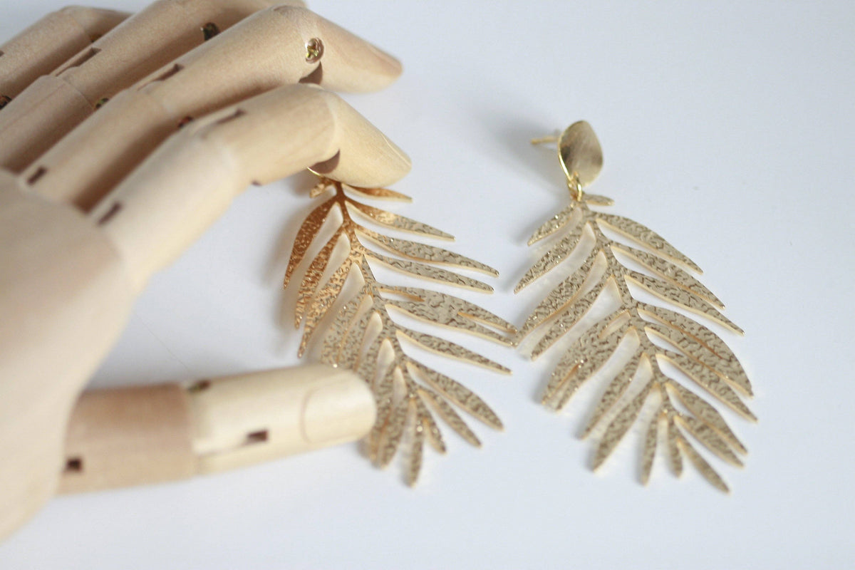Large Textured Leaf Studs | Tropical Earrings | Kaiko Studio