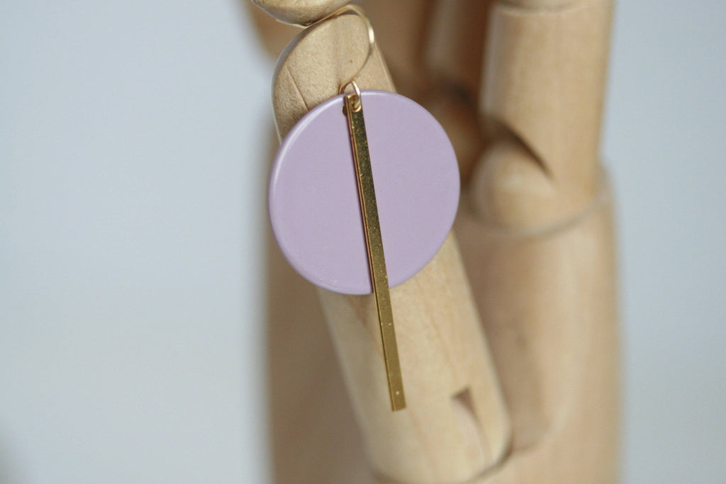 Lavender Purple & Gold Statement Earrings | Kaiko Studio