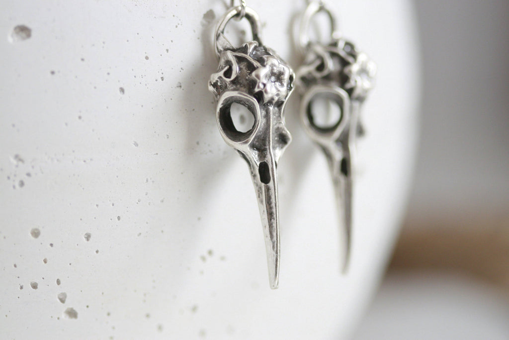 Silver Plated Skull Earrings | Blackbird
