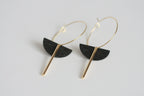 Black Brass Moon Earrings | Hoop