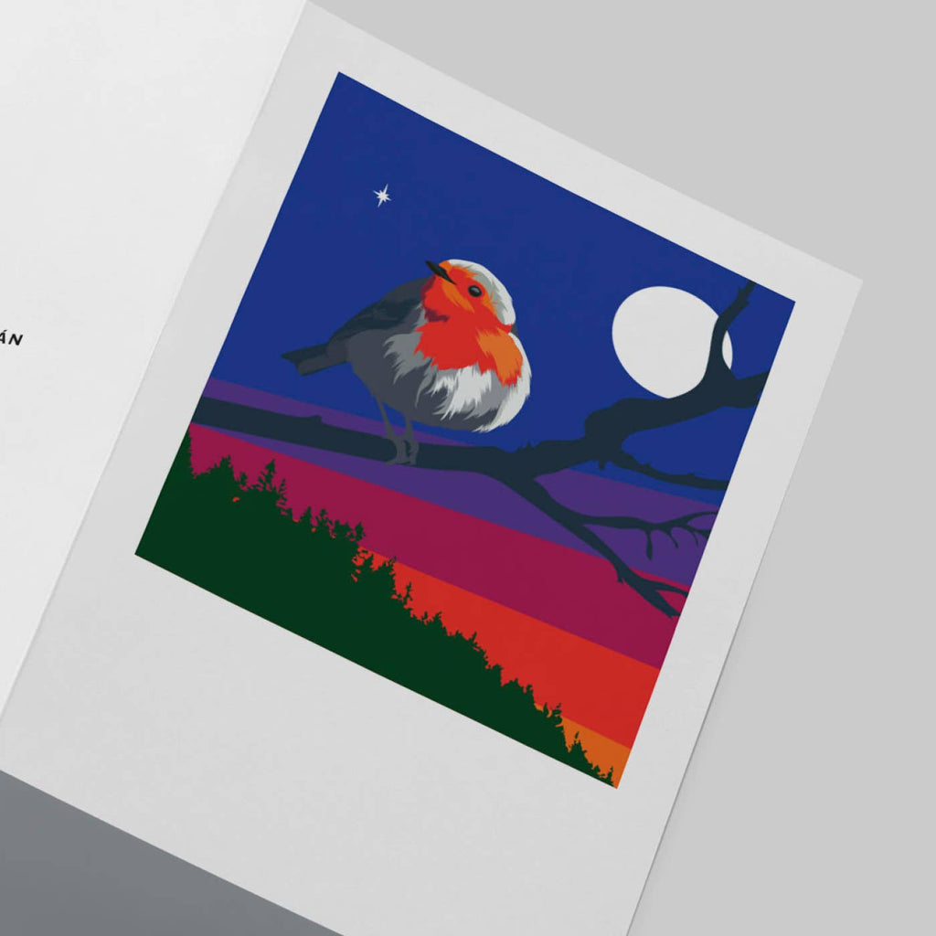 Robin & Full Moon Greeting Card
