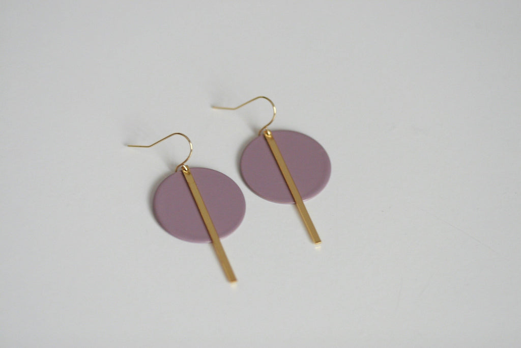 Lavender Purple & Gold Statement Earrings | Kaiko Studio