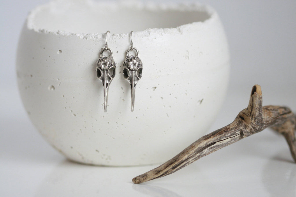 Silver Plated Skull Earrings | Blackbird