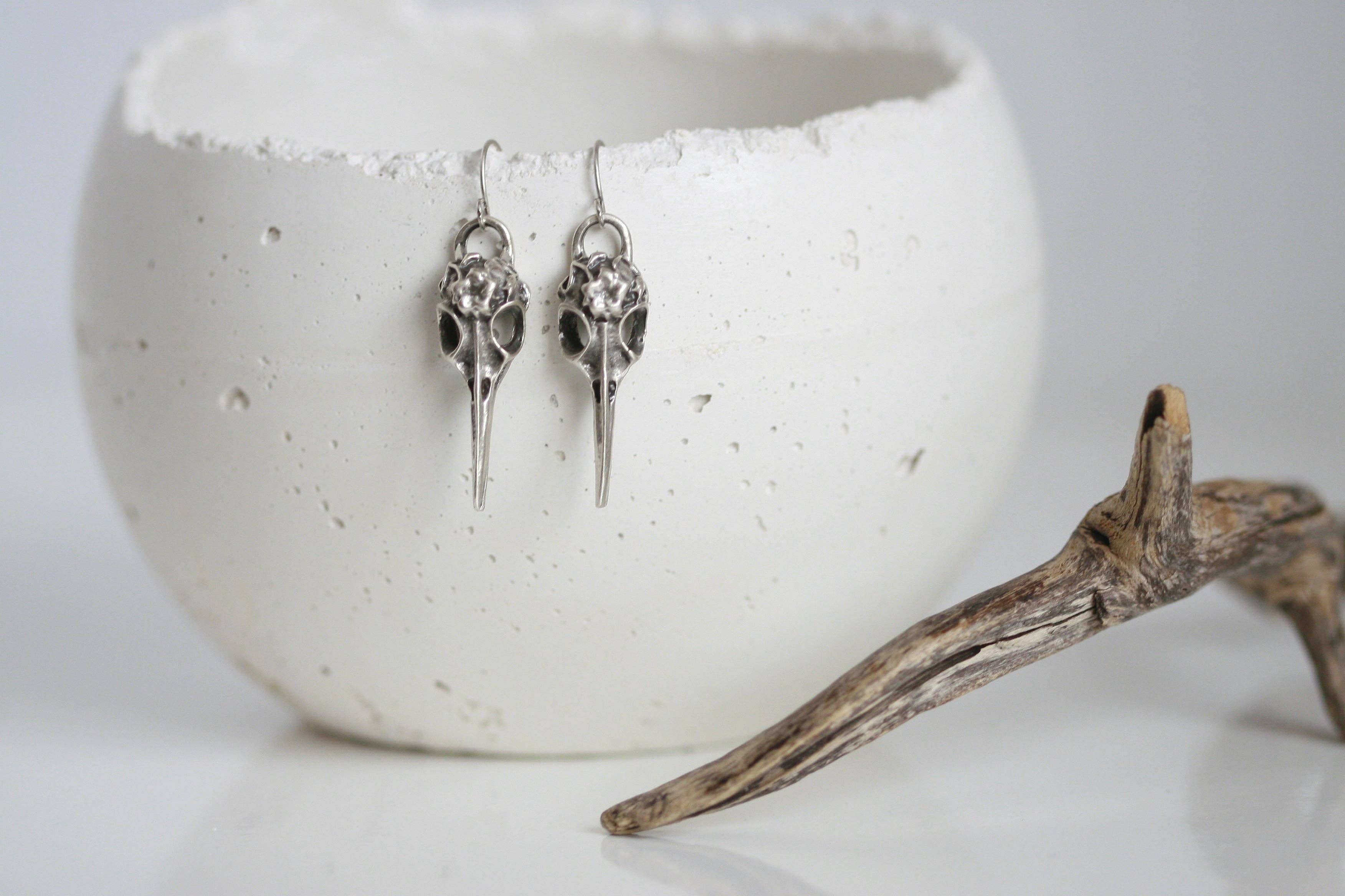 Silver Plated Skull Earrings | Blackbird