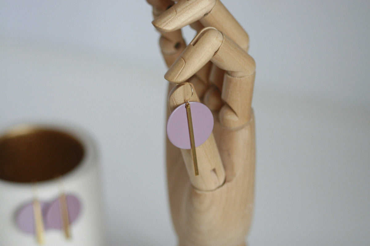 Lavender Purple & Gold Statement Earrings | Kaiko Studio