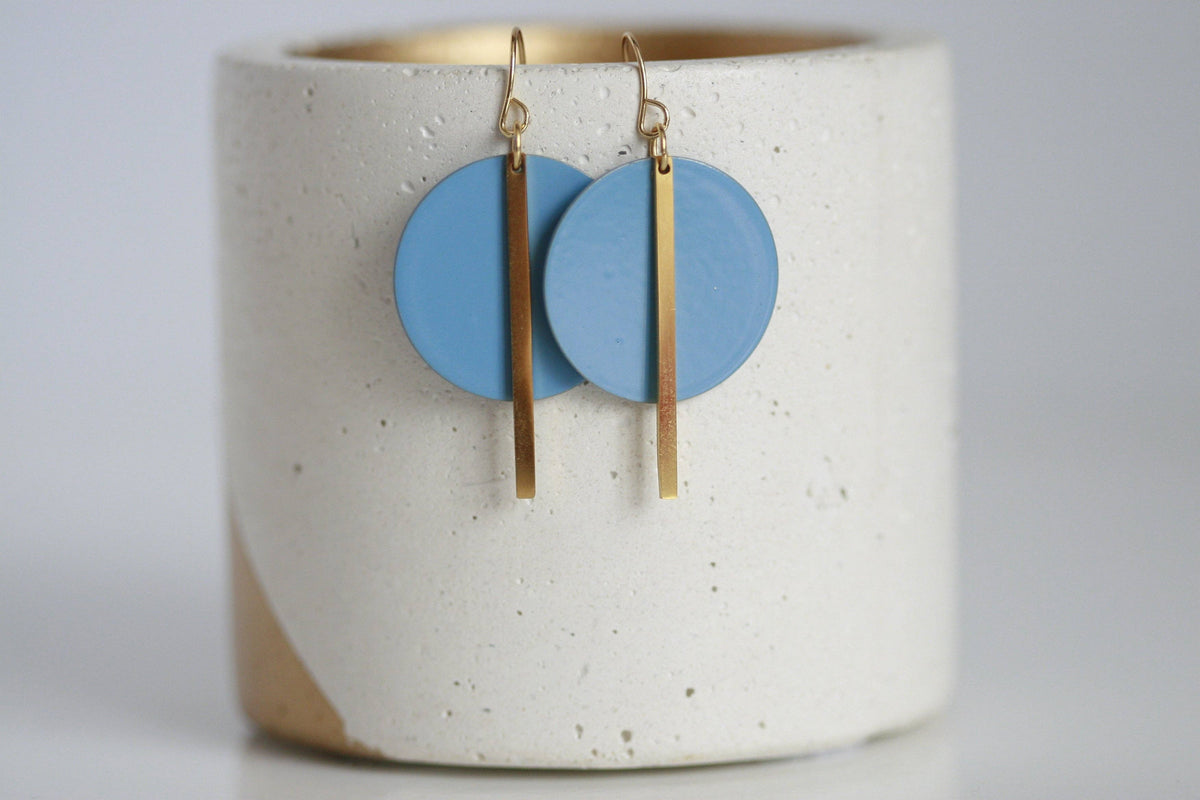 Sky Blue & Gold Statement Earrings | Kaiko Studio