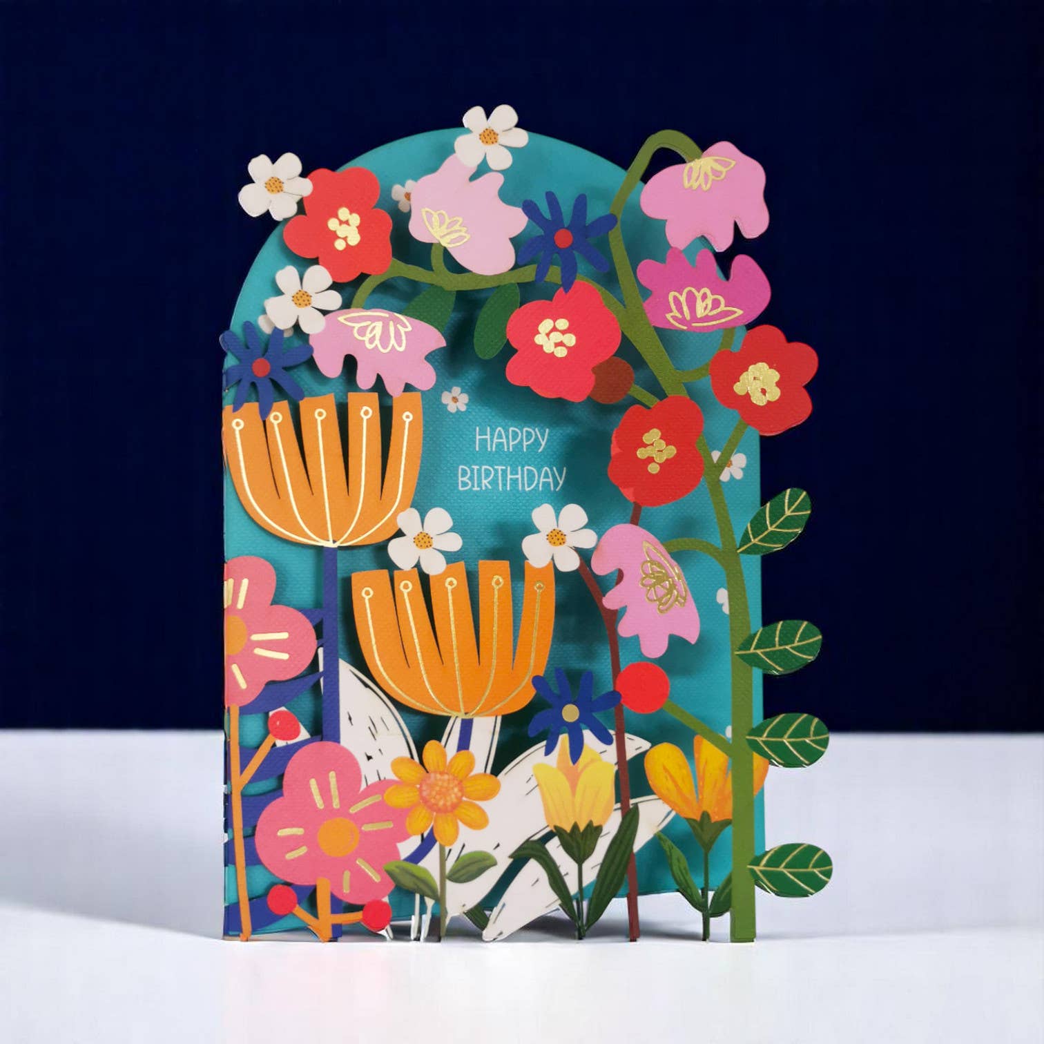 Birthday flowers - paper cut card