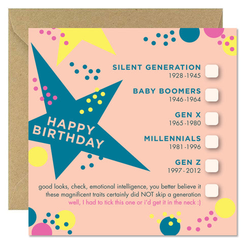 GENERATIONS BIRTHDAY CARD