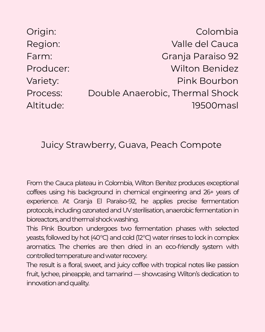 Granja Paraiso 92 | Colombia | Blind Monkey Coffee | Filter (250g Wholebean)