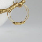 BRASS BEAD HEX HOOP EARRINGS