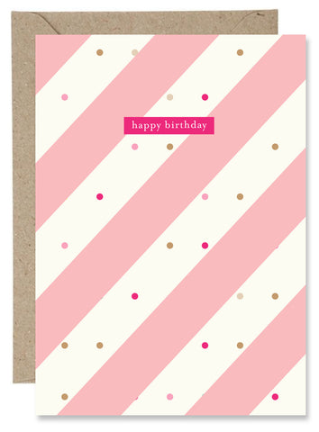 Happy Birthday Blush Stripes