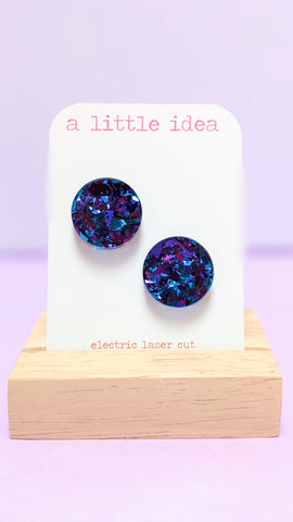 Purple Glitter Circular Studs