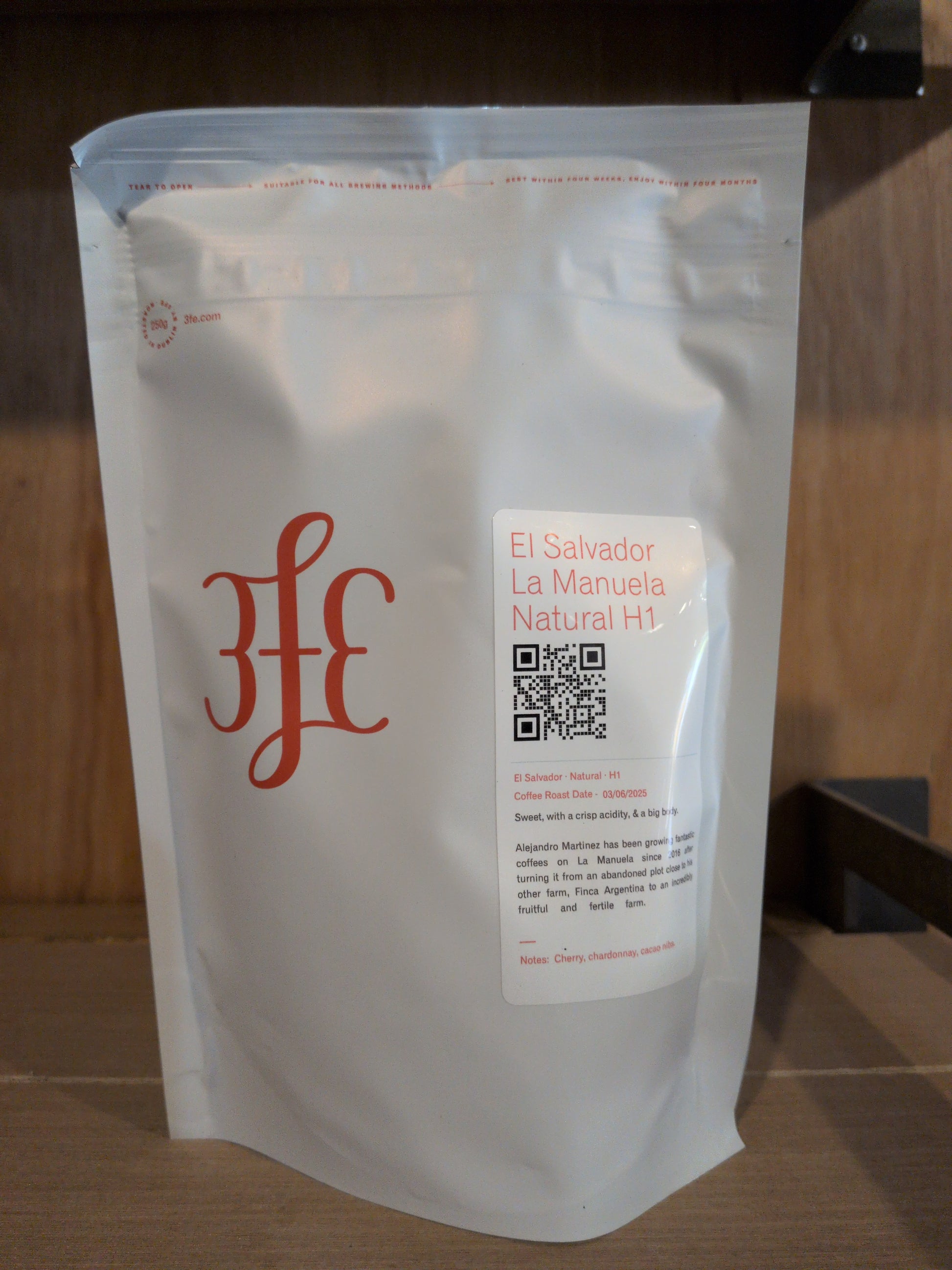 3FE – El Salvador La Manuela (Natural, H1, 250g Wholebean