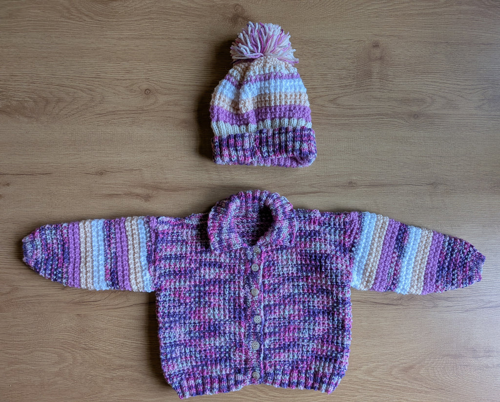 Cardigan and Hat Knitted Set - Handmade in Galway