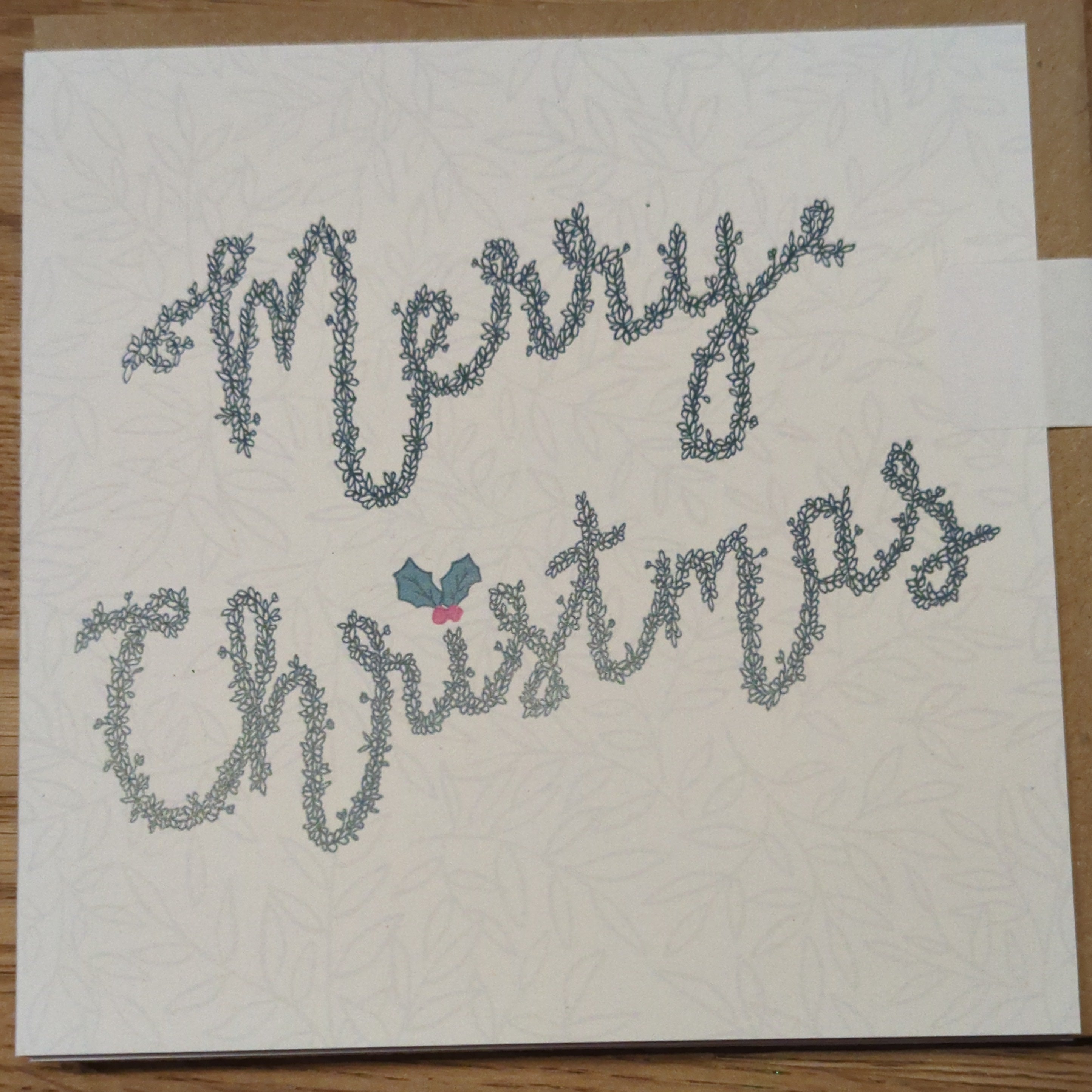 Merry Christmas Wreath Illustration Christmas Card