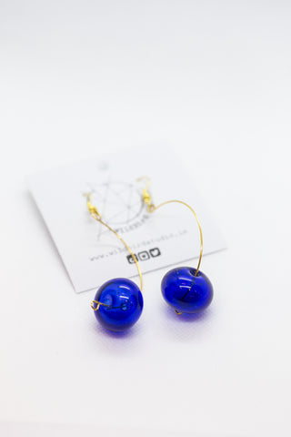 Recycled Bottle Earring Blue - Hollow Bead
