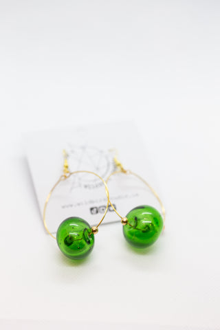 Recycled Bottle Earring Green - Hollow Bead