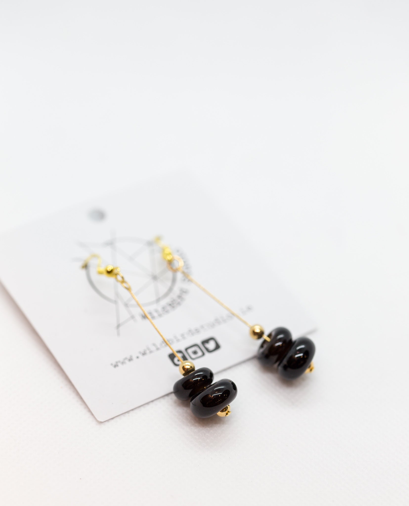 Recycled Bottle Earring Black - Double Bead