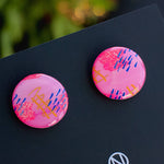 Pink Abstract Statement Stud Earrings
